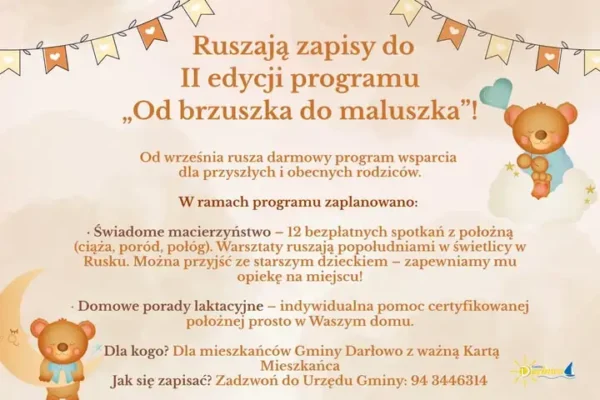 Rusza II edycja programu „Od brzuszka do maluszka” – bezpłatne wsparcie dla rodziców z gminy Darłowo