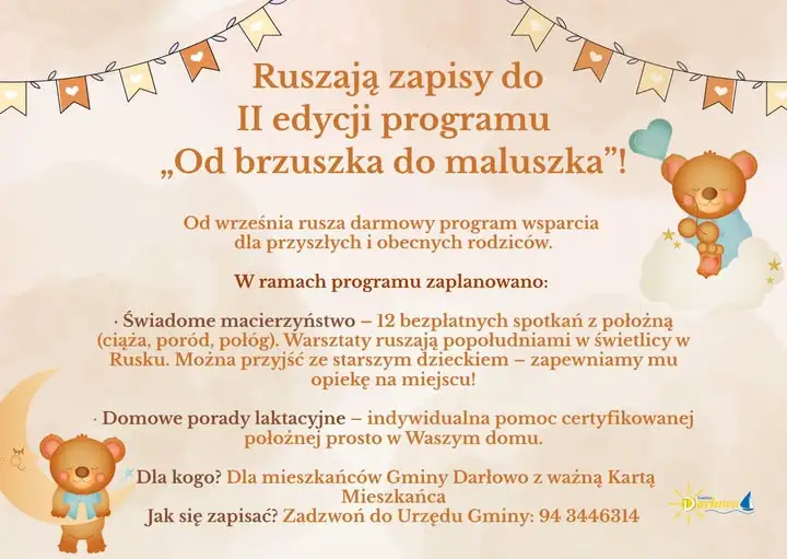 Rusza II edycja programu „Od brzuszka do maluszka” – bezpłatne wsparcie dla rodziców z gminy Darłowo
