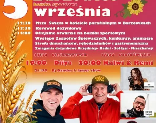 Dożynki Gminne w Barzowicach – program, atrakcje i świętowanie z Gminą Darłowo