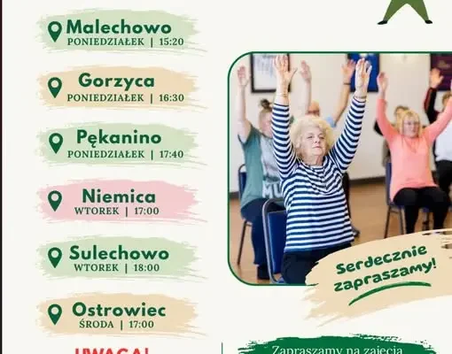 Gimnastyka dla seniorów w gminie Malechowo – ruszają zajęcia w sześciu miejscowościach