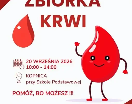 Zbiórka krwi w Kopnicy – już w niedzielę 20 września