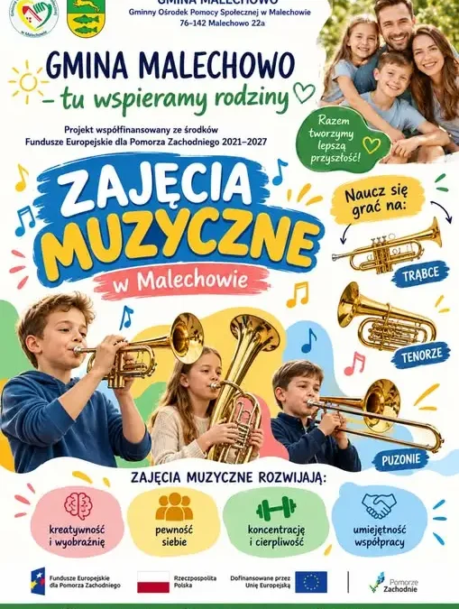 Muzyczna przygoda dla dzieci w Malechowie – zapisy na zajęcia z instrumentami dętymi