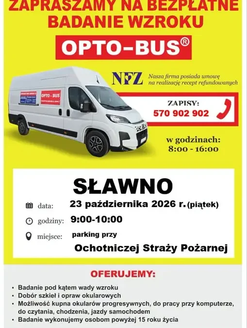 Bezpłatne badanie wzroku w Sławnie – Opto-Bus przyjedzie 23 października