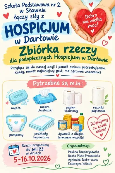 Szkoła Podstawowa nr 2 w Sławnie organizuje III zbiórkę dla Hospicjum w Darłowie